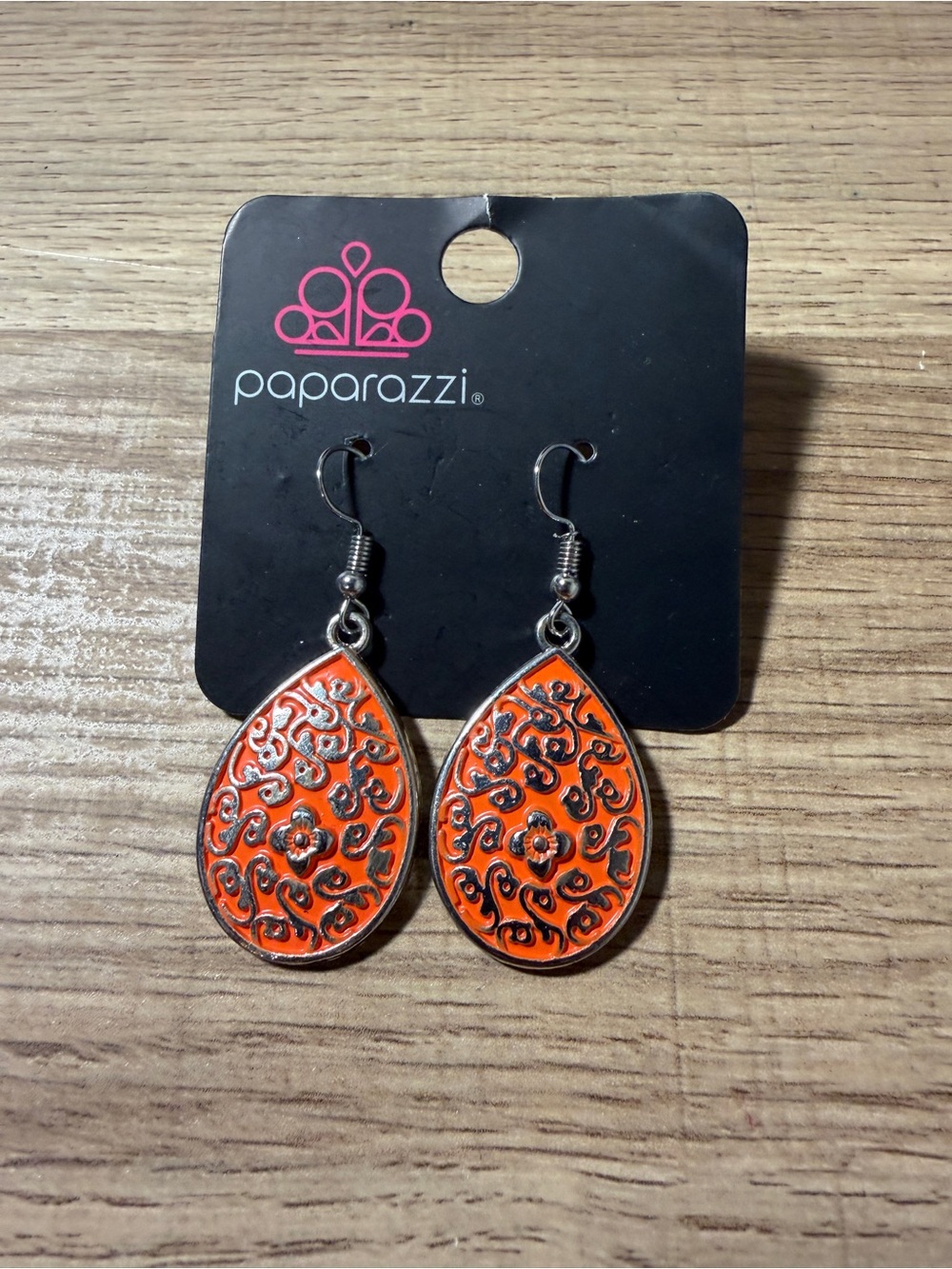 paparazzi Orange Teardrop Filigree Drop Earrings